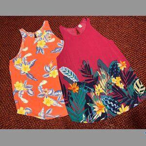 OLD NAVY Relaxed Sleeveless Keyhole Tops (Set of 2) in Tropical Prints - Size S